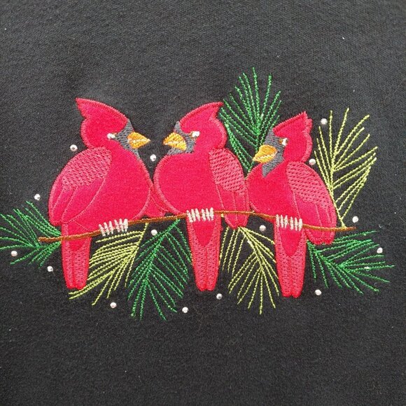 M & C Sportswear Black Knit Top Red Embellished Cardinals Size Medium - Picture 3 of 8